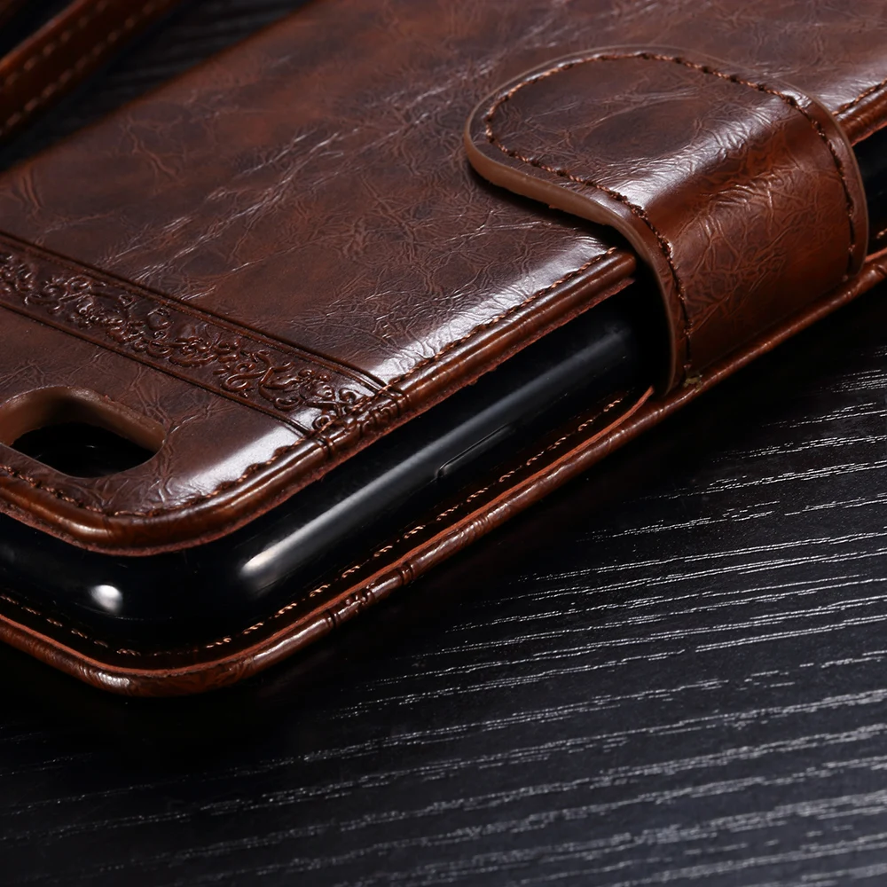 Чехол-бумажник из натуральной кожи с цветочным принтом для iPhone 7 откидной крышкой