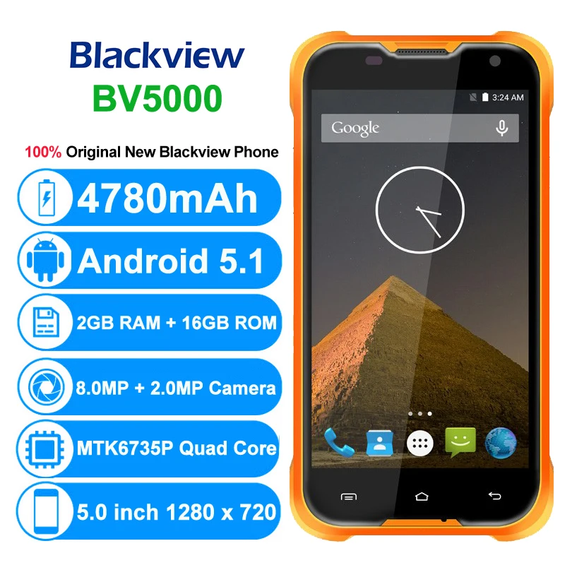 Original Blackview BV5000 4G Mobile Phones Android 5.1 2GM RAM 16GB ROM 4780mAh Waterproof Quad Core 5.0 inch Dual Cell Phone | Мобильные