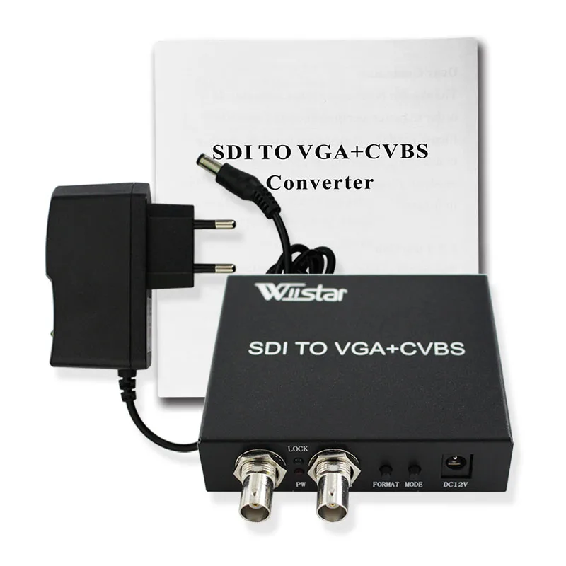 

Wiistar 3G SDI to VGA AV Scaler Audio Video Converter Adapter SDI to VGA CVBS 3RCA with Power For CCTV PC Video Free Shipping