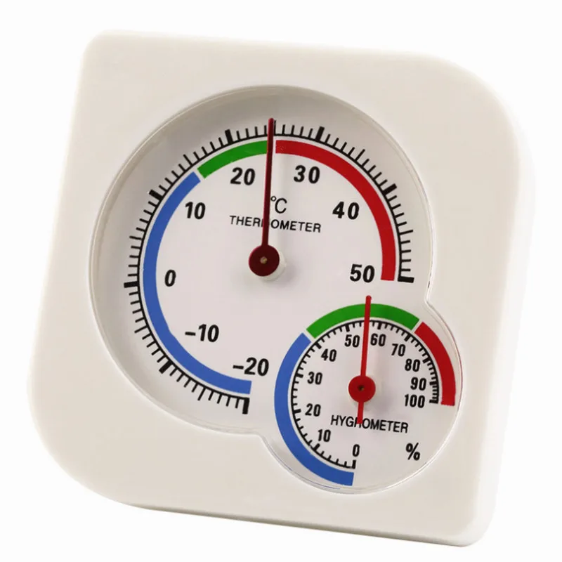 Indoor Outdoor Square Double Dial Thermometer Hygrometer Thermometer Humidity Meter Inductive Pointer-20C-50C 40%off