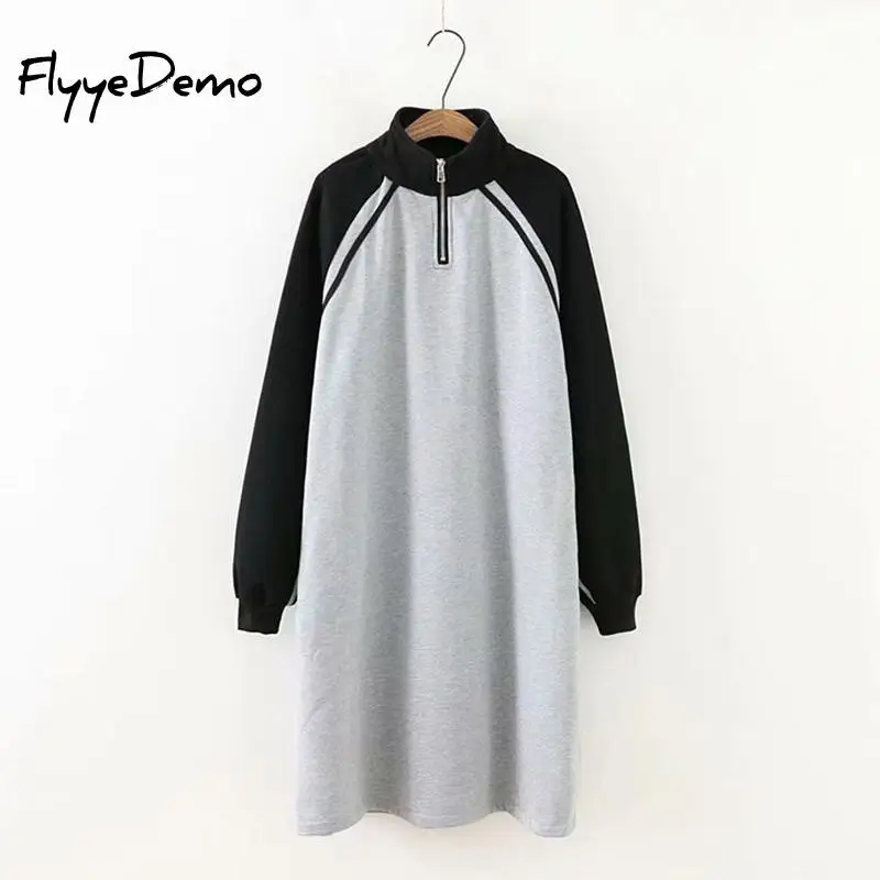 Зимнее теплое флисовое платье для женщин 2019 воротник стойка длинный рукав