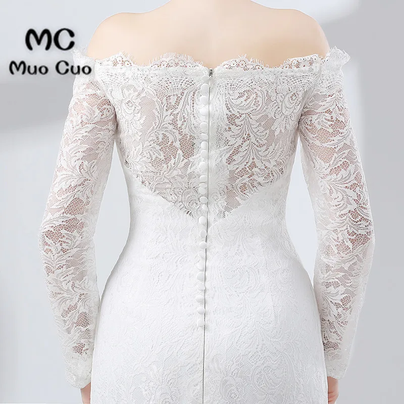 Сексуальные с открытыми плечами, вечернее платье с коротким кружевом vestidos de fiesta Формальное с открытым плечом платье с длинным рукавом
