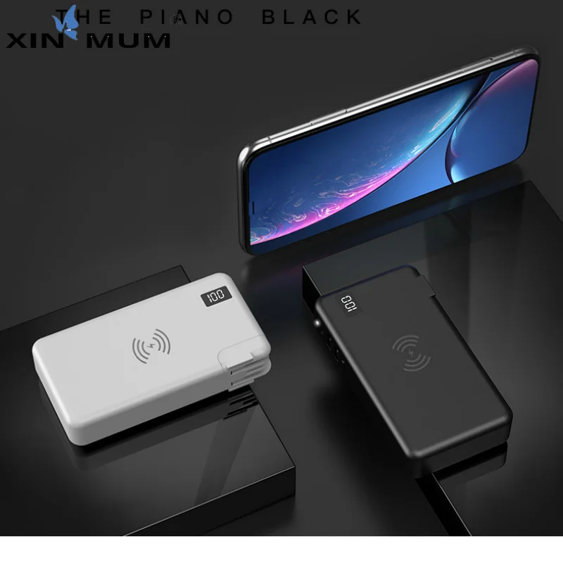 Qi Беспроводное зарядное устройство для iPhone Samsung Xiaomi Huawei и т. д. 10000 мАч Power Bank Dual Usb