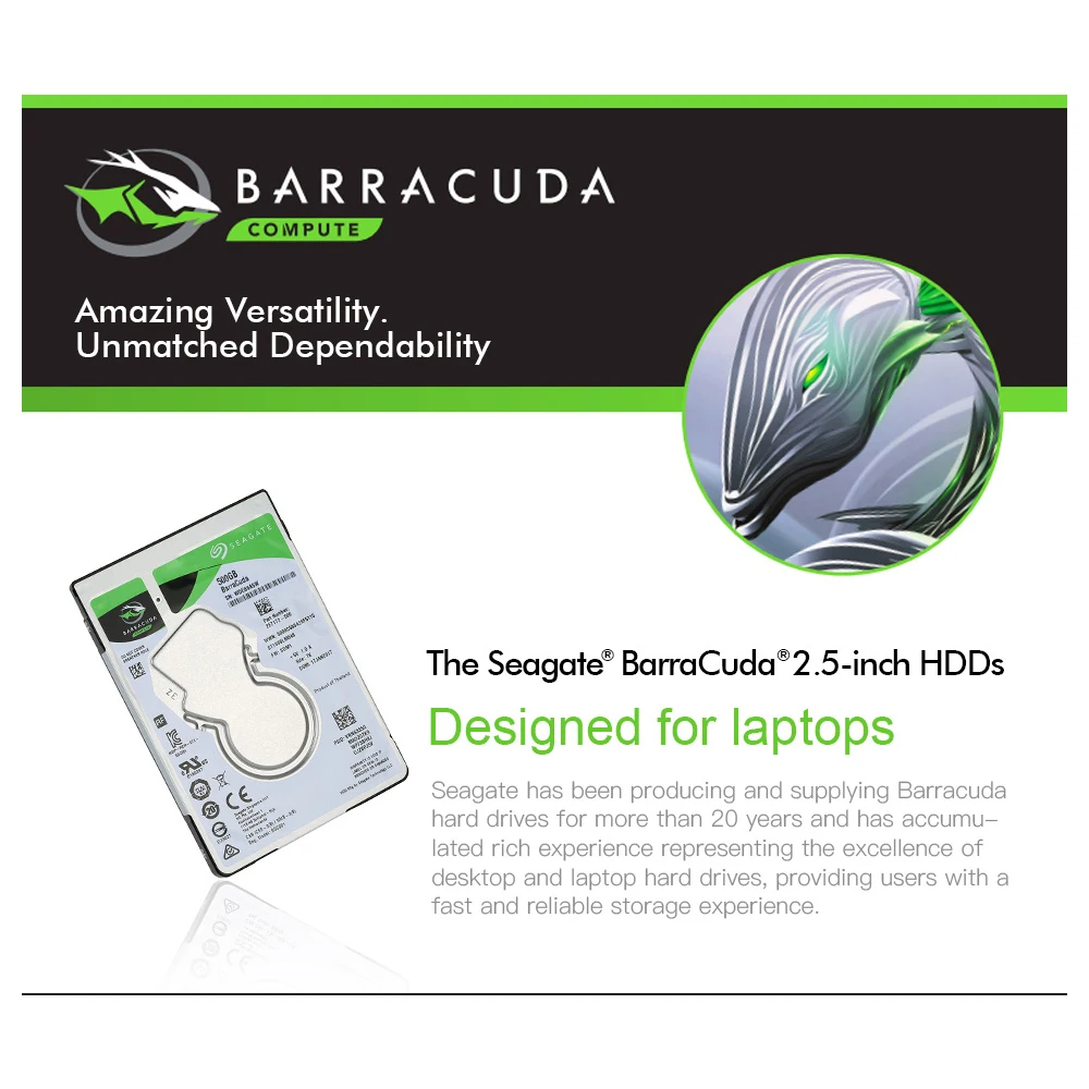 Seagate BarraCuda 500 ГБ SATA 6 ГБ/сек. HDD 2 5 дюймов 128 МБ кэш 5400 об/мин внутренний жесткий диск