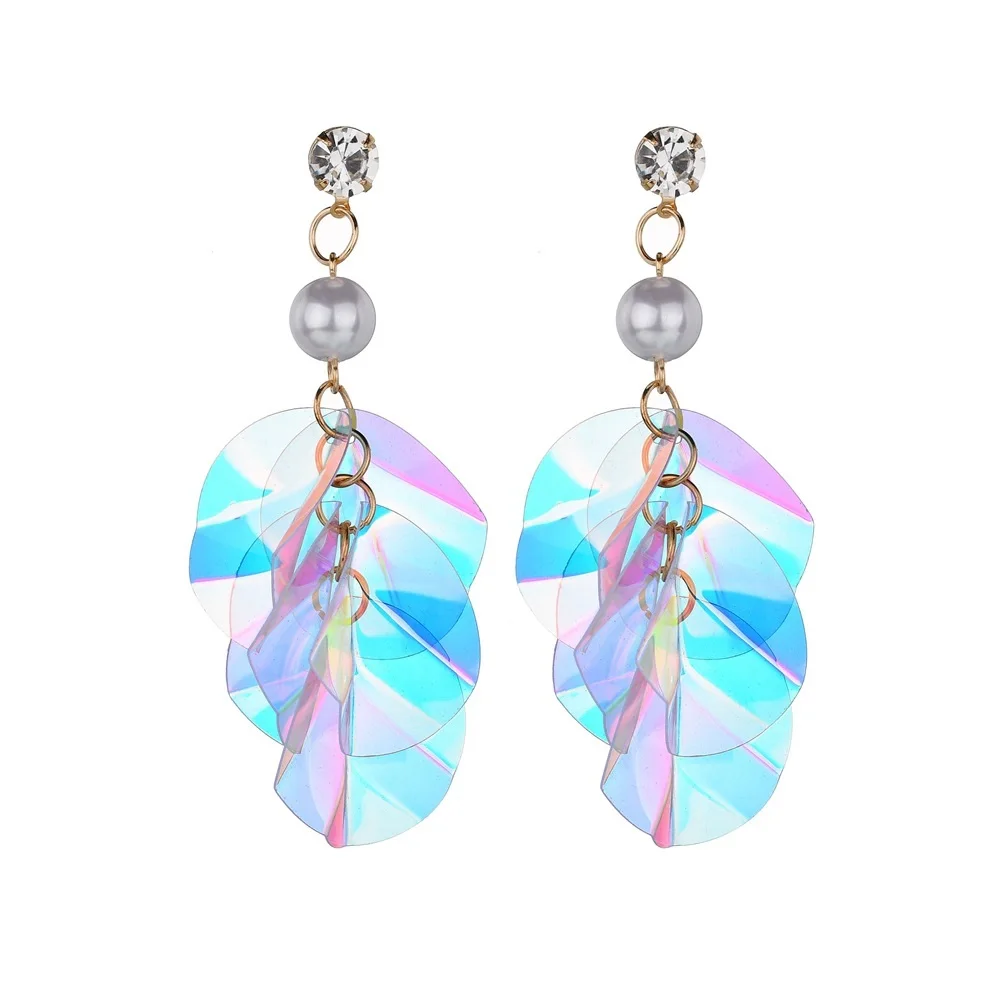 Женские серьги пусеты hyperbole модные яркие и с блестками