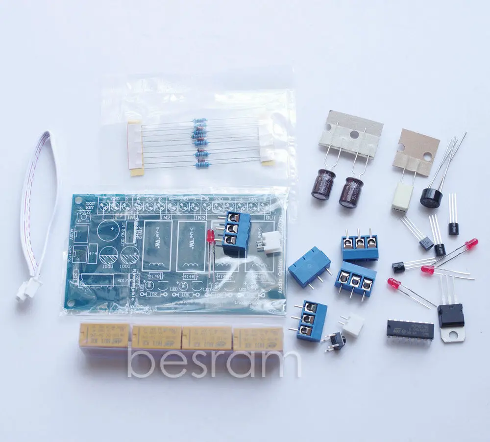 

Four ways audio input switching DIY kit AC 9V-13V Electronic key version