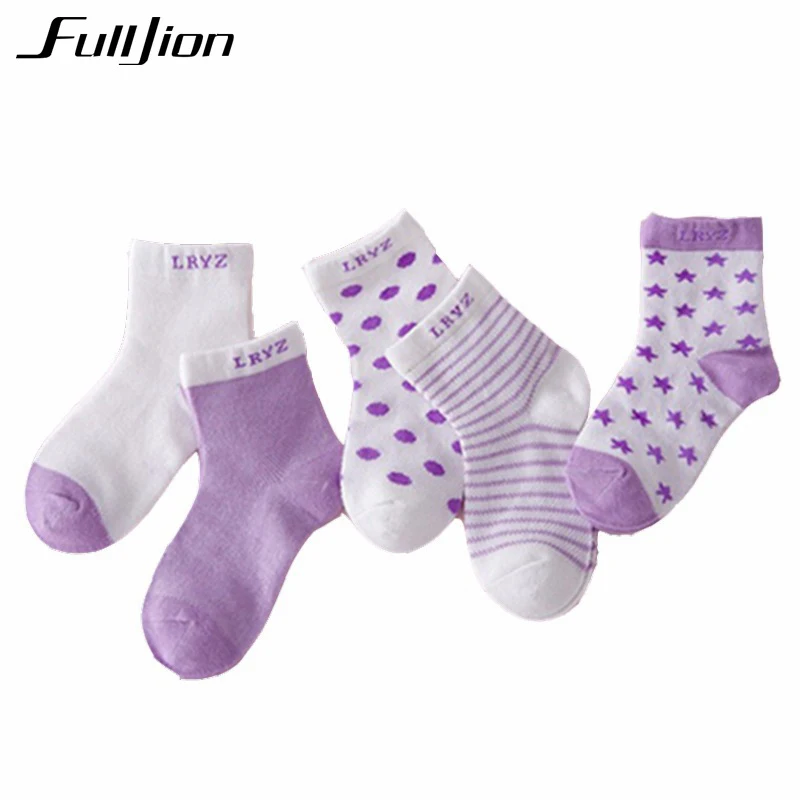 Fulljion/детские носки 5 пар Детские хлопковые для девочек с героями мультфильмов