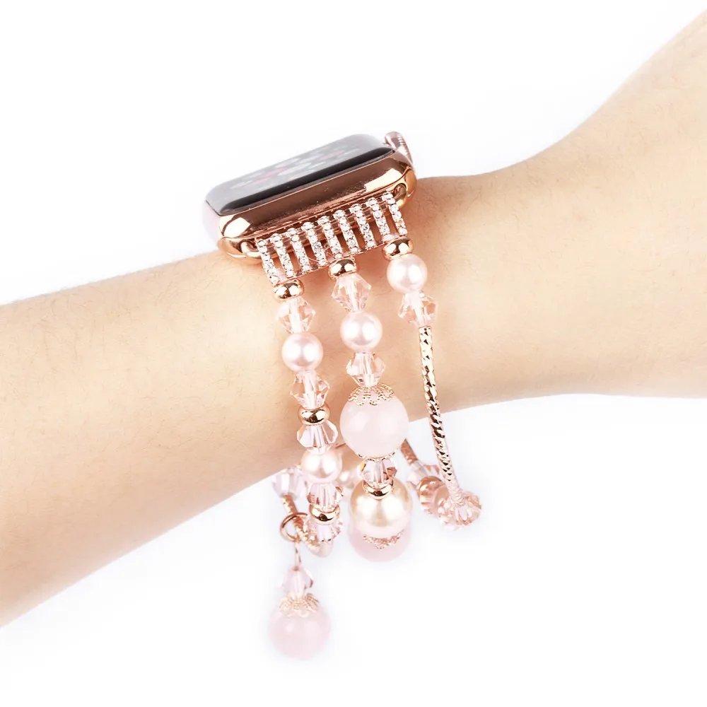 Браслет для часов Apple Watch Series 5 4 3 2 1 с жемчугом и агатом 38 40 42 44 мм|band for apple watch|for