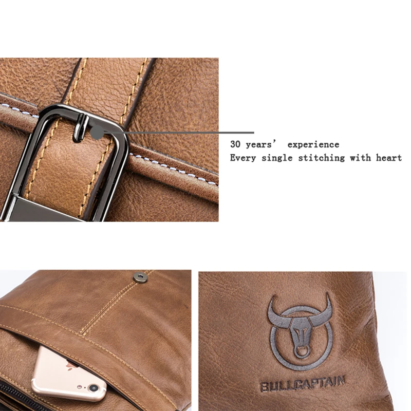 BULLCAPTAIN, мужская сумка из натуральной кожи, новинка, через плечо, маленькая деловая сумка, сумка-мессенджер