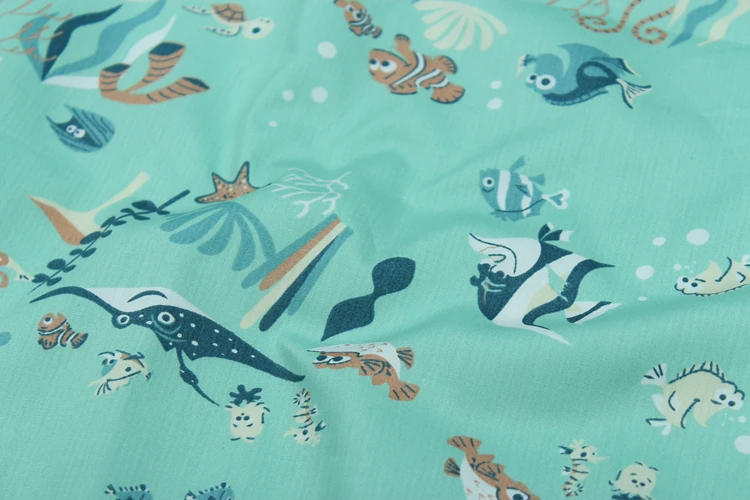 Хлопчатобумажная ткань с принтом клоуна рыбы для шитья Детские платья девочек