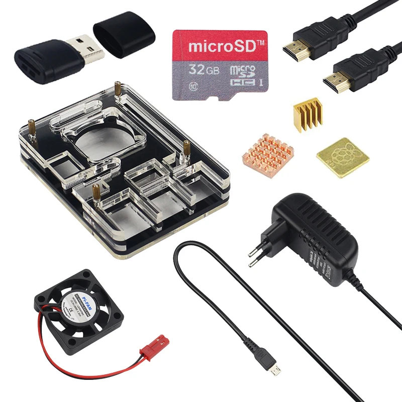 Raspberry Pi 3 Model B акриловый корпус + вентилятор процессора 5 В 3A адаптер питания