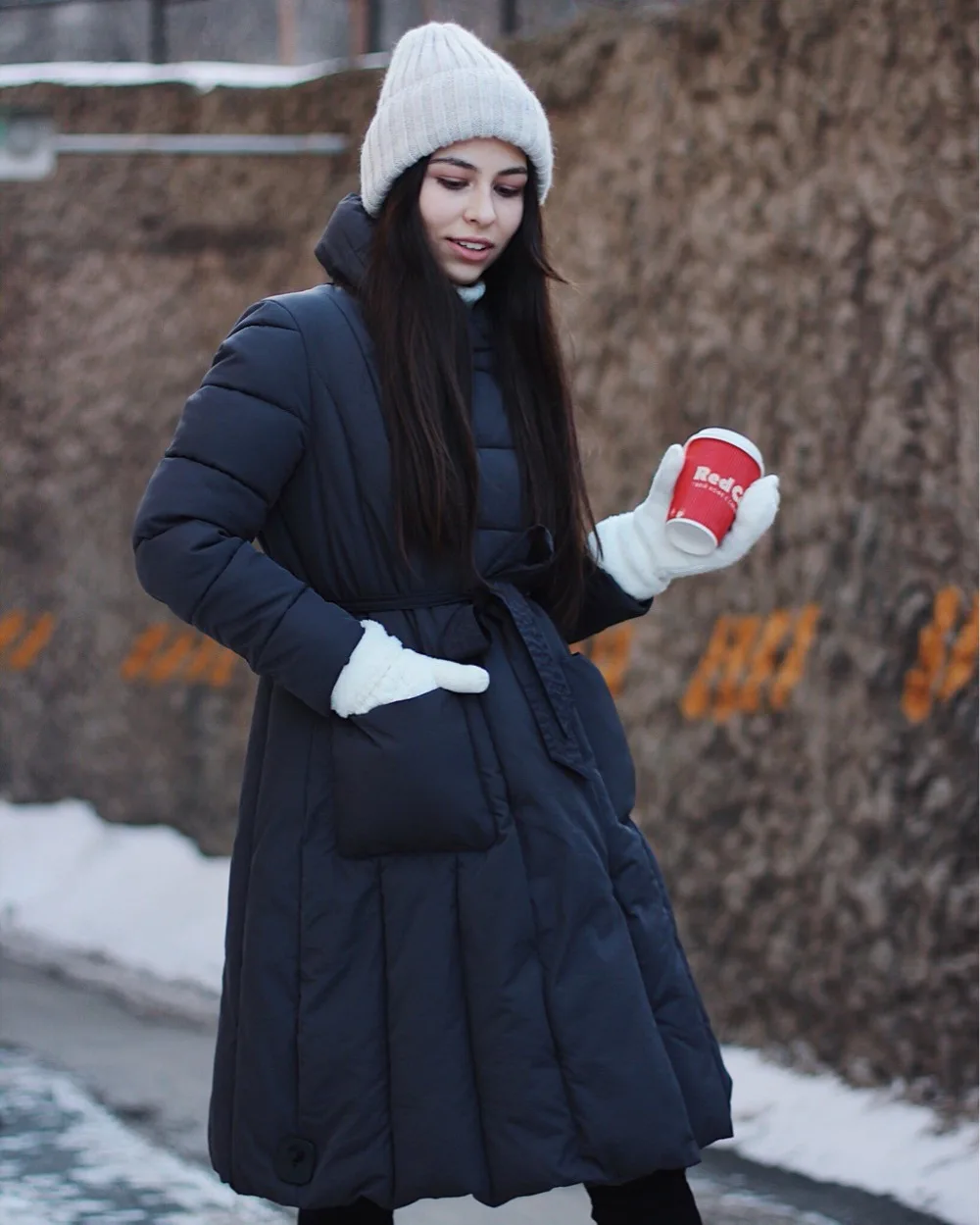 WOOASIS NEW large pocket slim temperament cotton women coat | Женская одежда