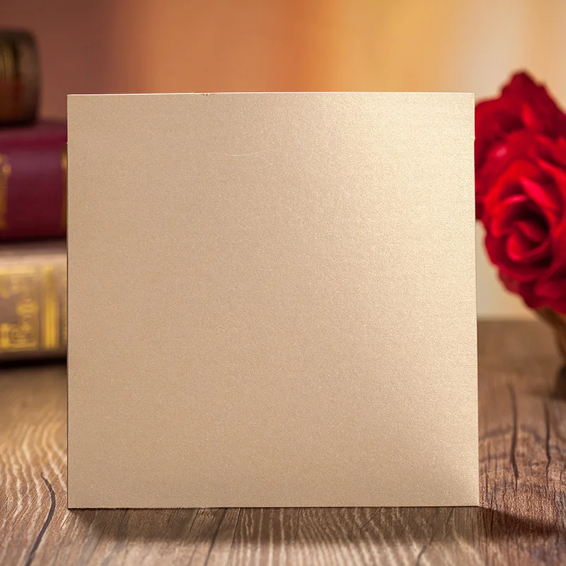 Лазерная Резка Золото Цвет Квадратной формы Свадебные Приглашения Карты с