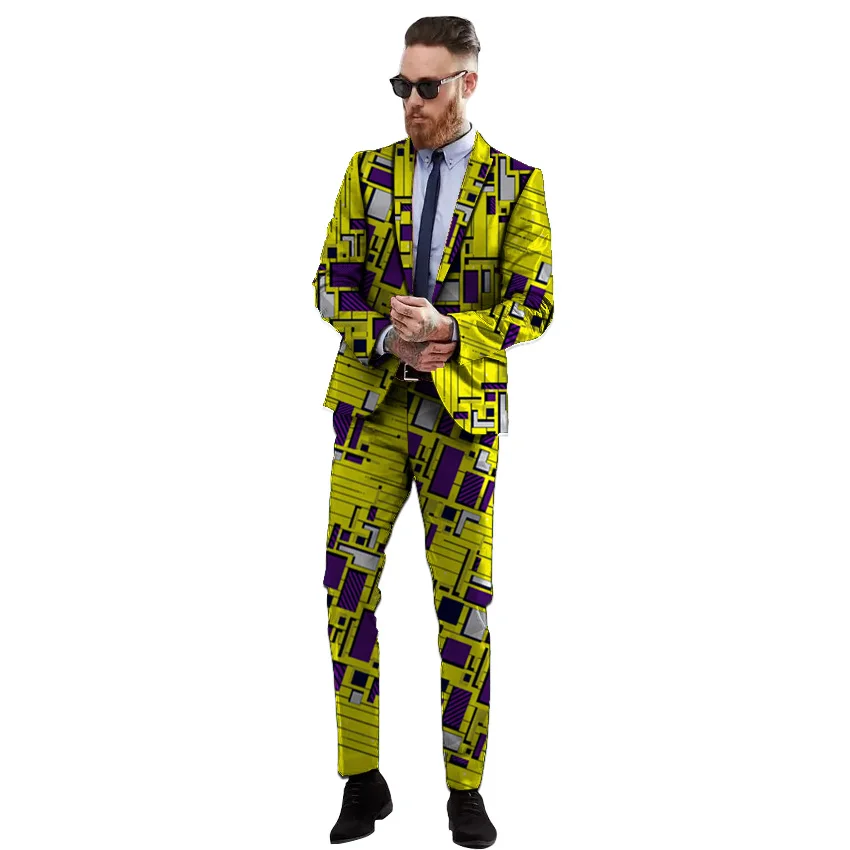 

Plus size custom order men's pant suits for African wedding man outfits casual men dress suits 2 peiece jacket+trouser