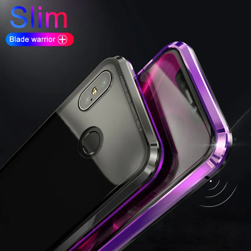 Магнитный адсорбционный металлический чехол для телефона Xiaomi Mi 8 роскошный из