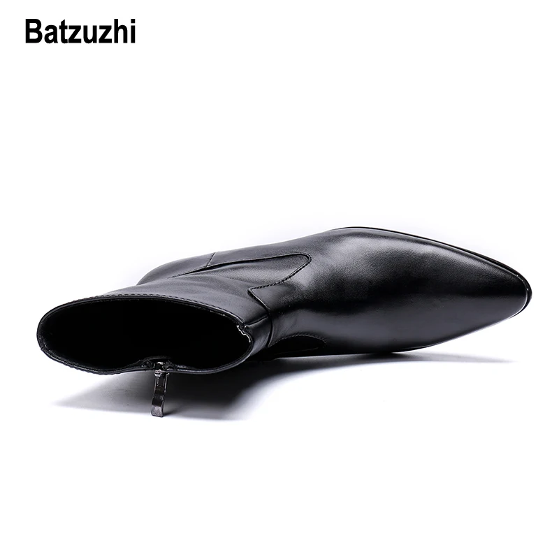 Batzuzhi/осенне зимние ботинки мужские короткие черные модельные из мягкой кожи zapatos