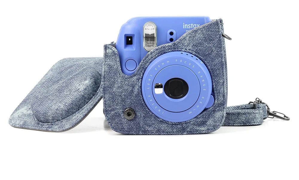PU кожаный мгновенный плечевой ремень для камеры заклепки джинсов Fujifilm Instax Mini 8 + 9