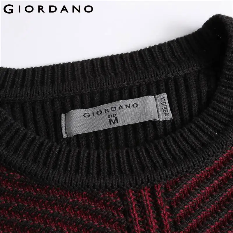 Giordano мужской свитер толстый жаккардовый ребристый с круглой горловиной Цвет