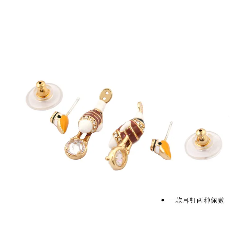 British Pelican Two Wearing Method Stud Earrings Ohrringe Pendientes Mujer Moda Jewellery Fashion Joyas Jewelry Charms Sieraden | Украшения