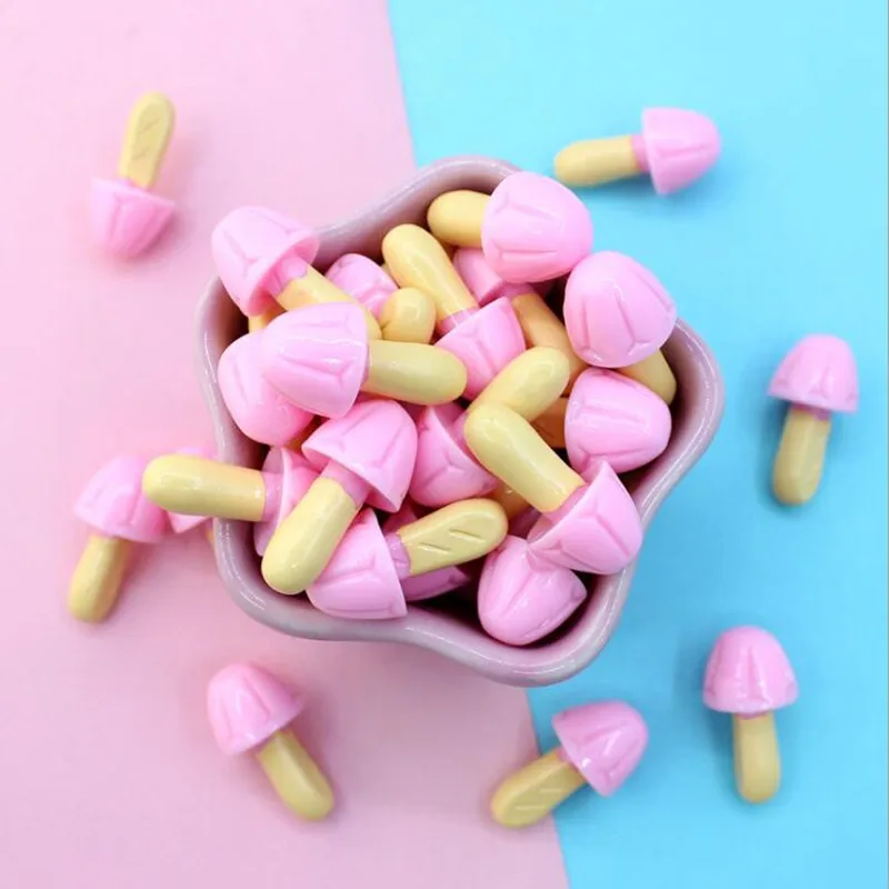 

Wholesale 100pcs 16*30MM 3D Kawaii Mushroom Shape Resin Cabochons DIY Jewelry Findings Ornament Accessories Cute Food Cameo