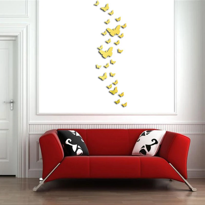 DIY самоклеющиеся наклейки на стены с зеркалом бабочкой акриловое зеркальное