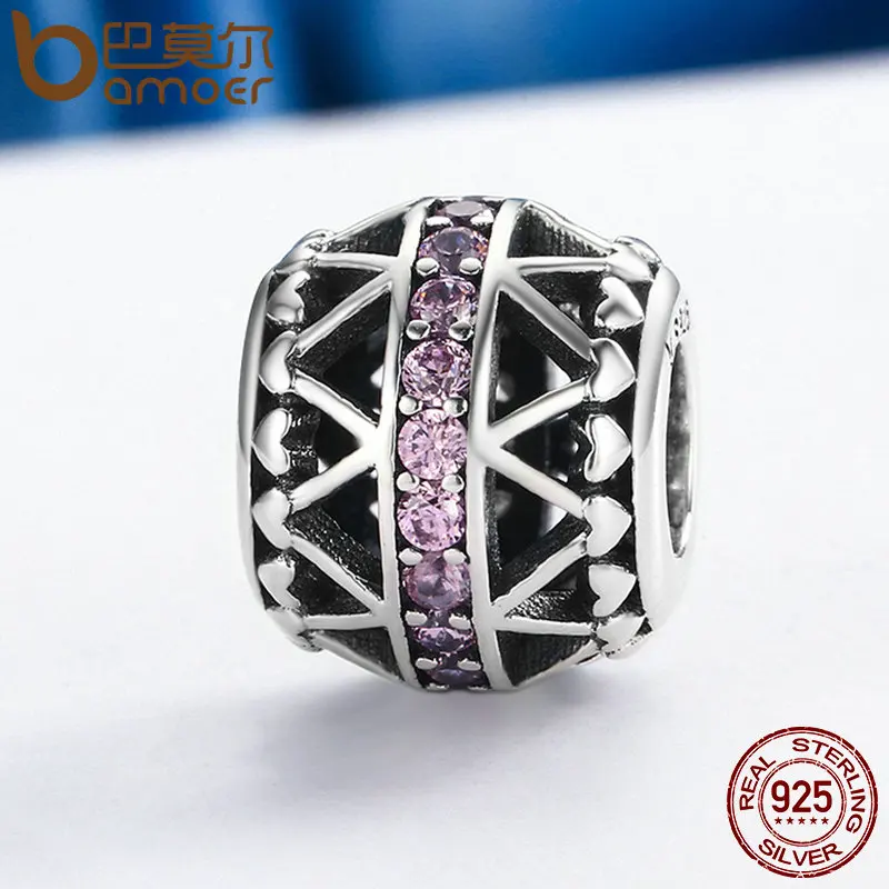Женский браслет из серебра 100% пробы с подвесками|heart beads|beads fitbeads heart |