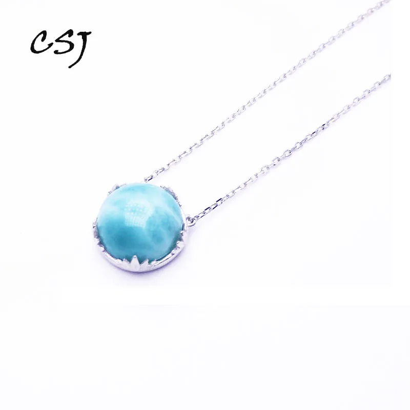 Женское Ожерелье CSJ подвеска из стерлингового серебра с натуральным большим