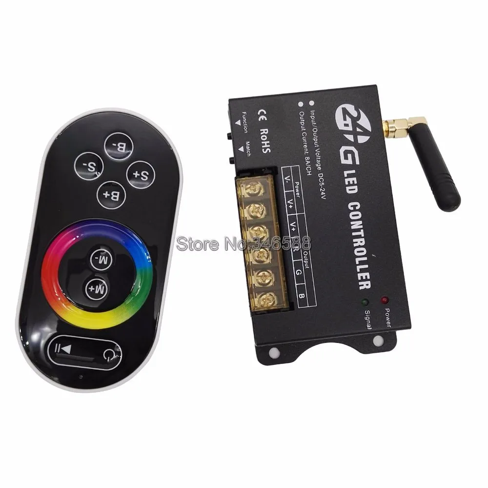 DC5-24V 8A* 3CH 24A RGB светодиодный контроллер RF201 с 2,4 GHz RF сенсорный пульт дистанционного управления для 5050 или 3528SMD светодиодные RGB ленты