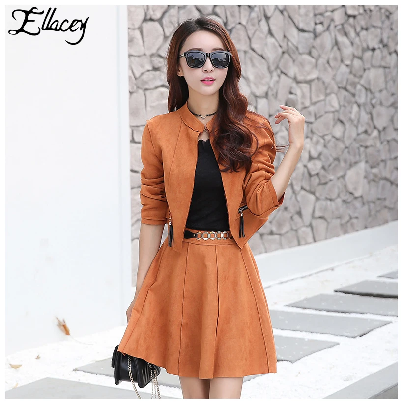 Ellacey Новое поступление Женский комплект из 2 предметов искусственная кожа замша