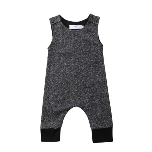 Boy Girl Clothing Summer Newborn Baby Kids Boys Girls Rompers Cotton Sleeveless Solid Gray Round Neck Cute Jumpsuit Romper |