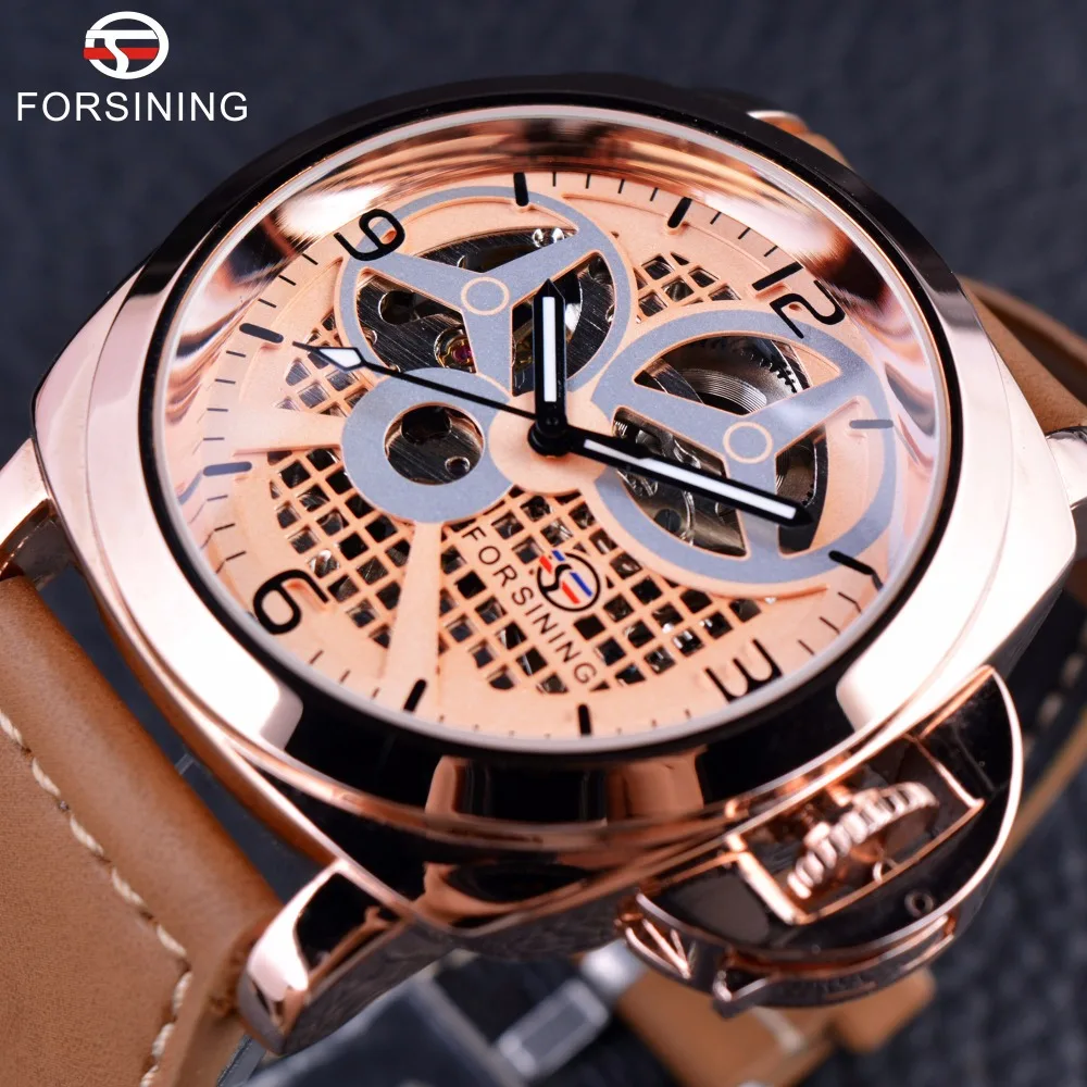 Часы наручные Forsining мужские с ветряной мельницей модные брендовые Роскошные