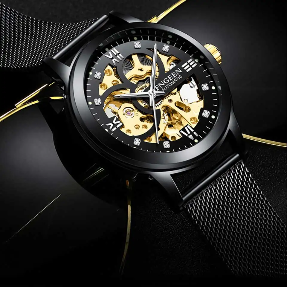 FNGEEN 2019 деловые мужские светящиеся часы Tourbillon водонепроницаемые механические