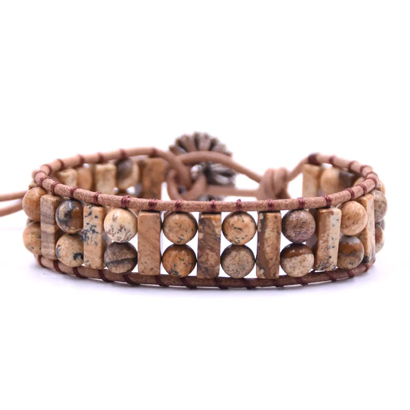 Браслет-манжета высокого класса 6 мм Натуральный камень Обёрточная бумага