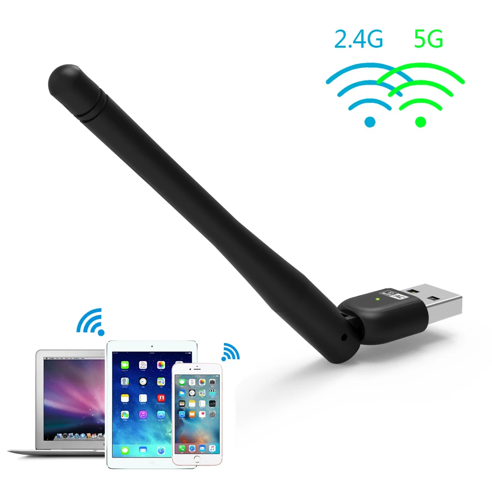 Двухдиапазонный беспроводной адаптер Wavlink AC600 USB максимальная скорость до 600
