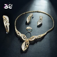 be 8 shinning big gold color luxury women engagement cubic zirconia necklace earring dubai jewelry set jewellery addiction s294