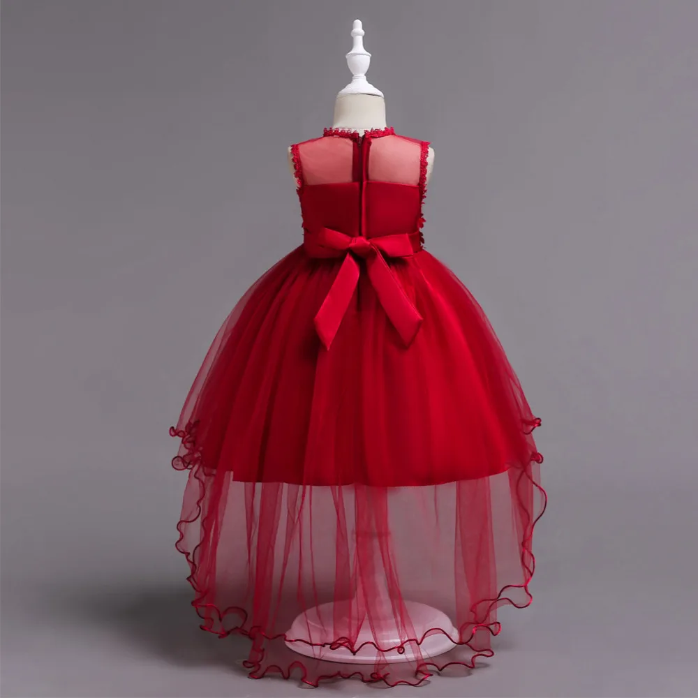 Girls Trailing Flowers Tulle Holiday Parties Asymmetrical Dress Wedding Birthday baby Girl Frocks For 8 10 12 14 16 Years | Детская