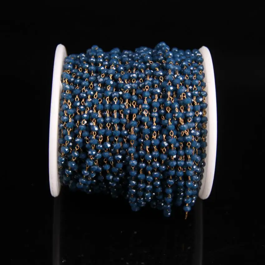 Цепочка из темно-синего стекла для бижутерии 2 х3 мм | Украшения и аксессуары