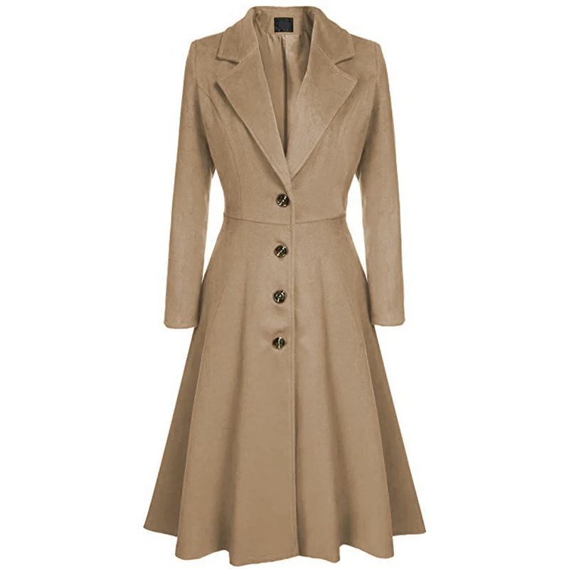 Color 1 Raisvern женское элегантное теплое длинное зимнее пальто с отложным воротником, однобортное Женское пальто для офиса - Цвет: Color 1