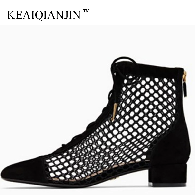 KEAIQIANJIN Women Fishing Net Wedges Sandals Casual Plus Size 33 - 40 High Heels Sexy Summer Hollow Pumps | Обувь