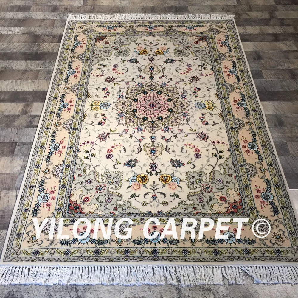 Yilong 4 'x 6' китайские красивые цветы ручной работы с узлом Украшение шерстяной