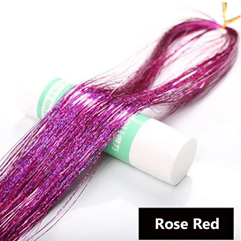 Rose Red Цветные блестящие волосы, удлиняющая накладка на волосы бесшовные шт Цвет яркий глиттер яркие золотые и серебряные линии выбрать окрашенный парик - Цвет: Rose Red
