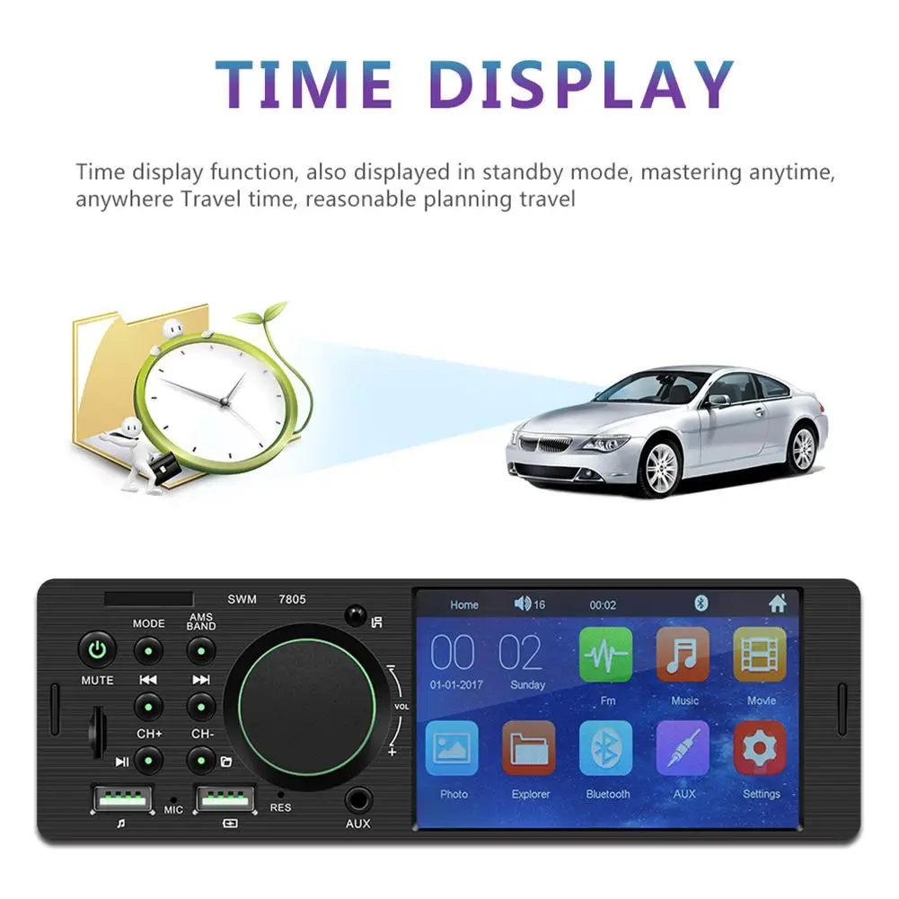 Автомагнитола 4 1 дюймов HD 1080P BLUETOOTH FM MP5 MP3 плеер USB AUX TF 1DIN с возможностью