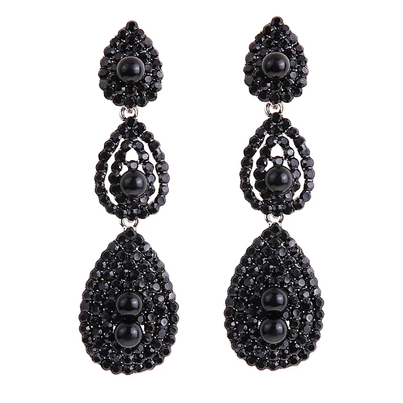 Black Earrings 1920s Аксессуары повязка на голову ожерелье перчатки держатель для сигарет серьги Хлопушка Костюм аксессуары набор для женщин - Цвет: Black Earrings