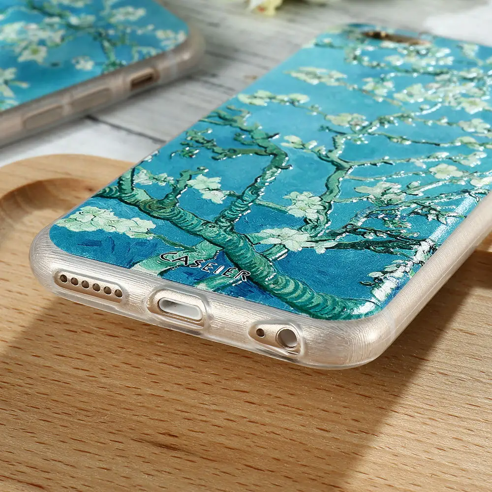 CASEIER винтажный рельефный чехол с цветочным рисунком для iPhone 6 6S 7 Plus 5 5S SE телефона