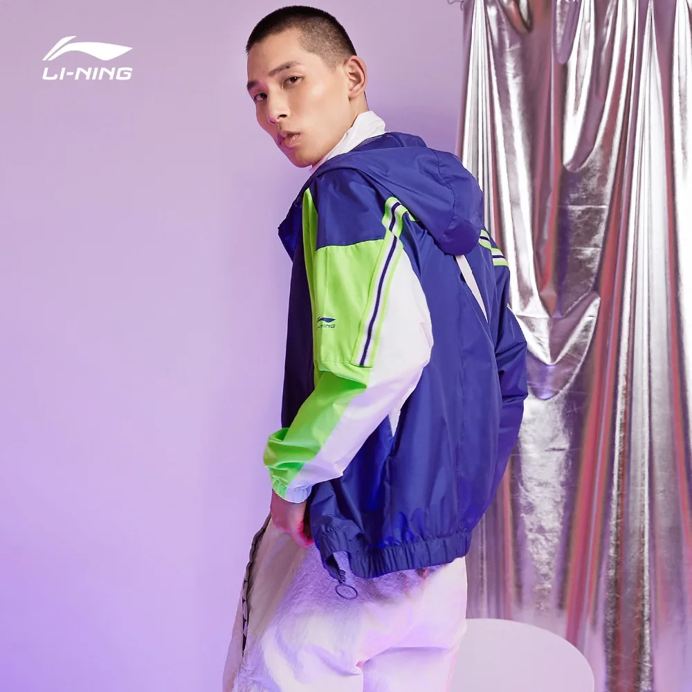 Мужская свободная куртка с капюшоном Li-Ning спортивная из полиэстера подкладкой