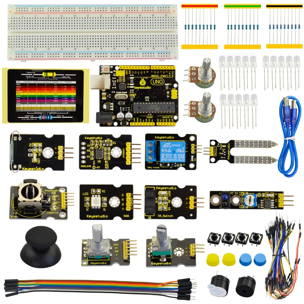 Keyestudio стартовый Kit K4 с датчиком для обучающего набора Arduino W/UNO R3 + ADL345 ДЖОЙСТИК RGB LED