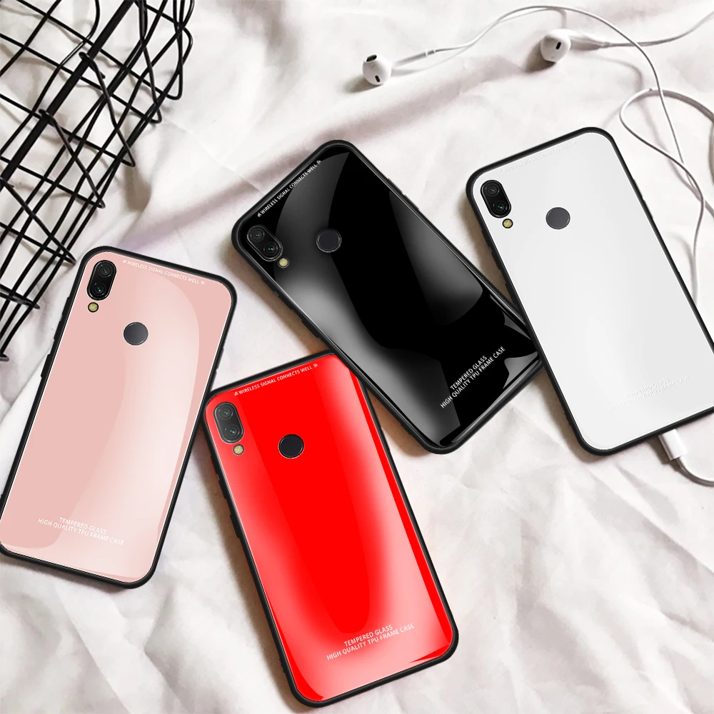 Чехол для Xiaomi Redmi Note 7 Pro роскошный чехол из закаленного стекла ударопрочный