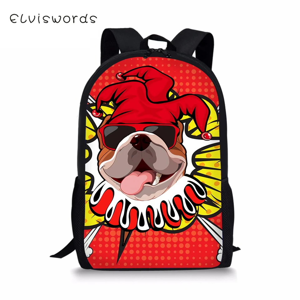 Детский рюкзак ELVISWORDS клоун принт с животными дорожный для ноутбука Kawaii Pig and Frogs