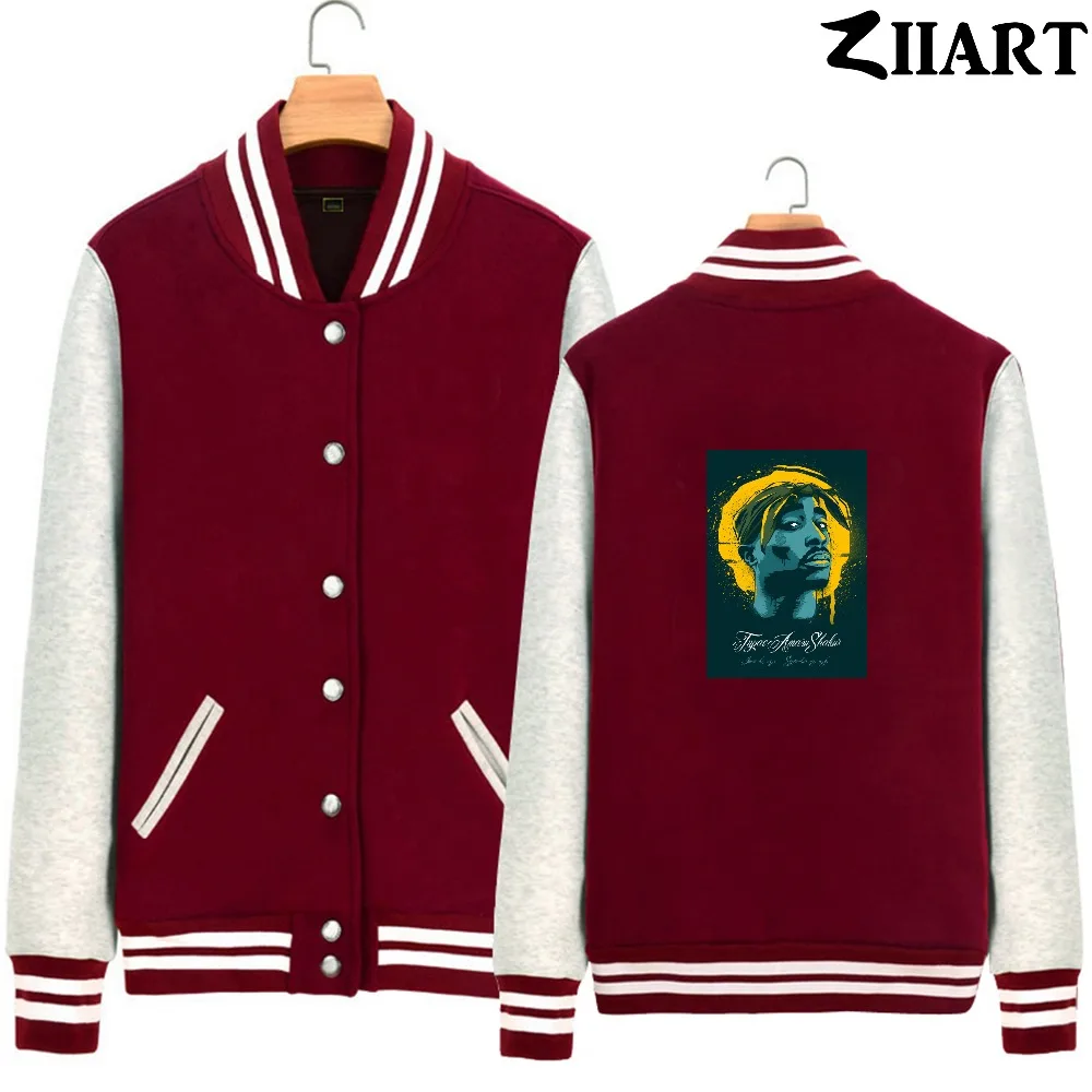 Флисовые бейсбольные куртки ZIIART для мужчин и мальчиков 2Pac Makaveli Tupac Amaru Shakur от 16