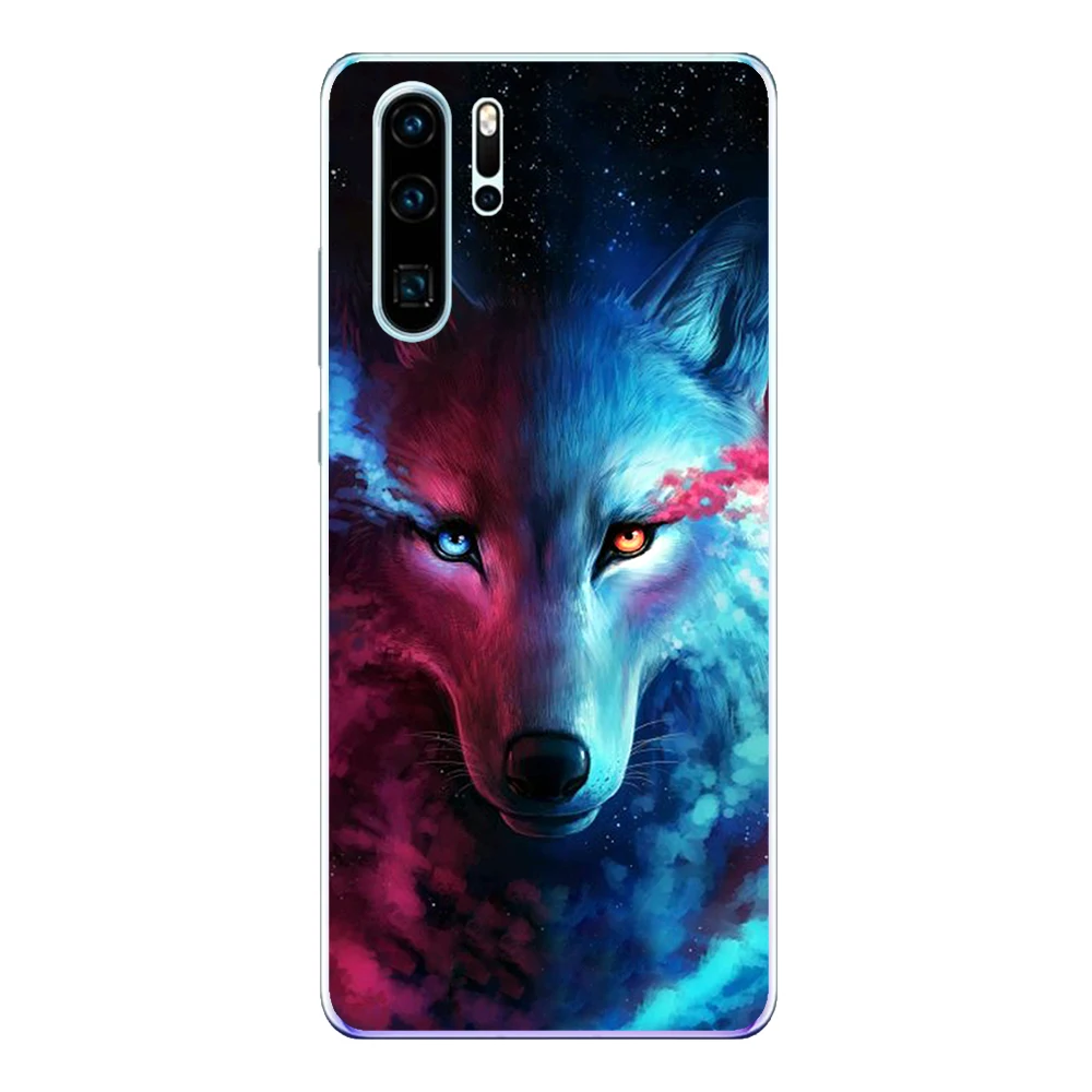 Чехол для Huawei P30 Lite Pro мягкий силиконовый чехол из ТПУ Fundas Лев тигр пантера волк
